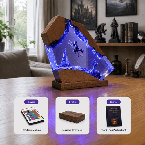 Zauberwelt Harzlampe mit LED-Licht